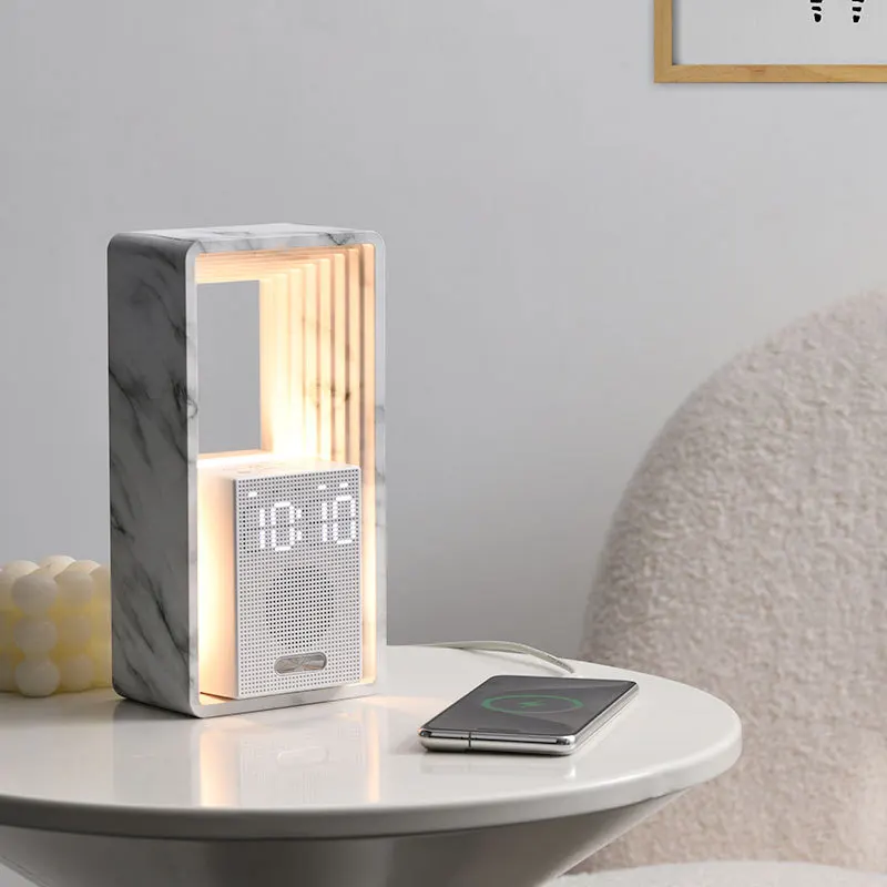 

Light luxury creative white noise clock bedside lamp bedroom multi-functional timed dimmable plug-in night light