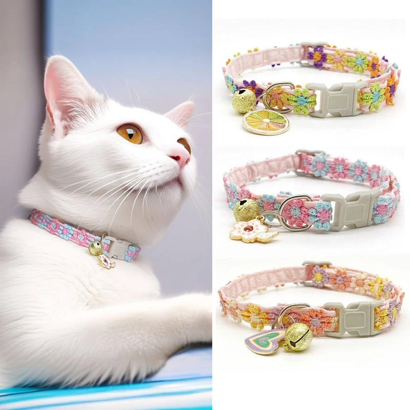 Cat Collar With Bell Adjustable Kitten Collars Bell Ring Necklace Sweet Pet Scarf Kitty Puppy Photo Props Pet Accessories