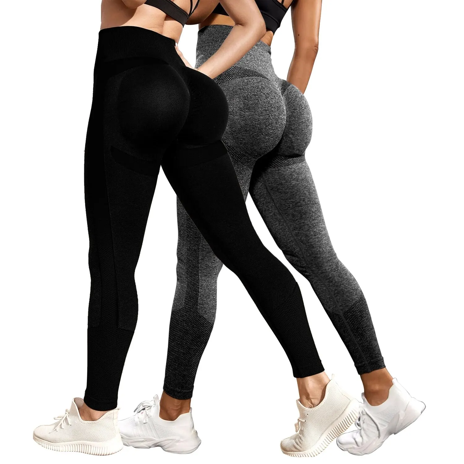 Women's Pants 2 Piece Yoga Legging Seamless Workout High Waist Butt Liftings Athletic Leggings