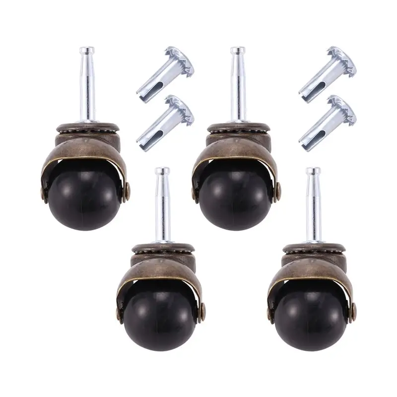 A20F-1.5Inch Ball Casters Wheels For Furniture Casters Set Of 4 With 8 X 38Mm Mounting Stem Sleeve Socket Insert Replacement