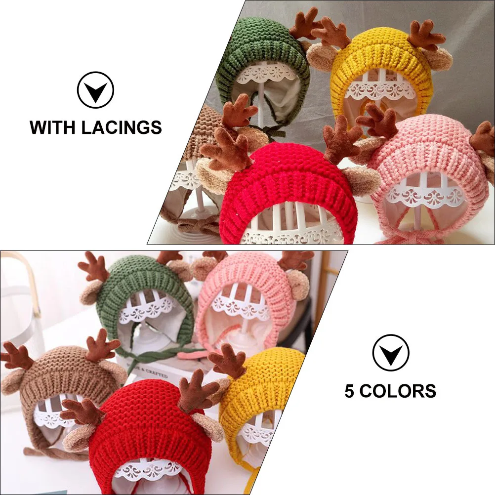 

1Pcs Warm Hat Knitted Winter Cap with Antler Design Soft Lined Comfortable for Cold Weather Daily Wear