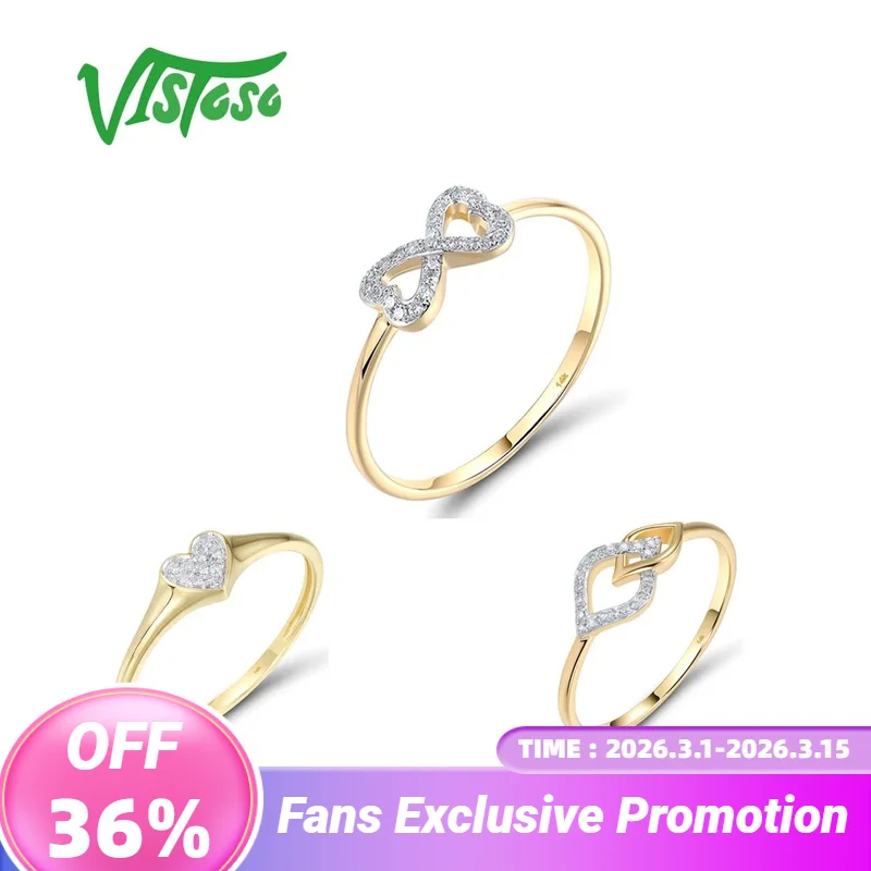 

VISTOSO Genuine 14K 585 Yellow Gold Rings For Women Sparkling Diamond Eternal Infinity Symbol Anniversary Wedding Fine Jewelry