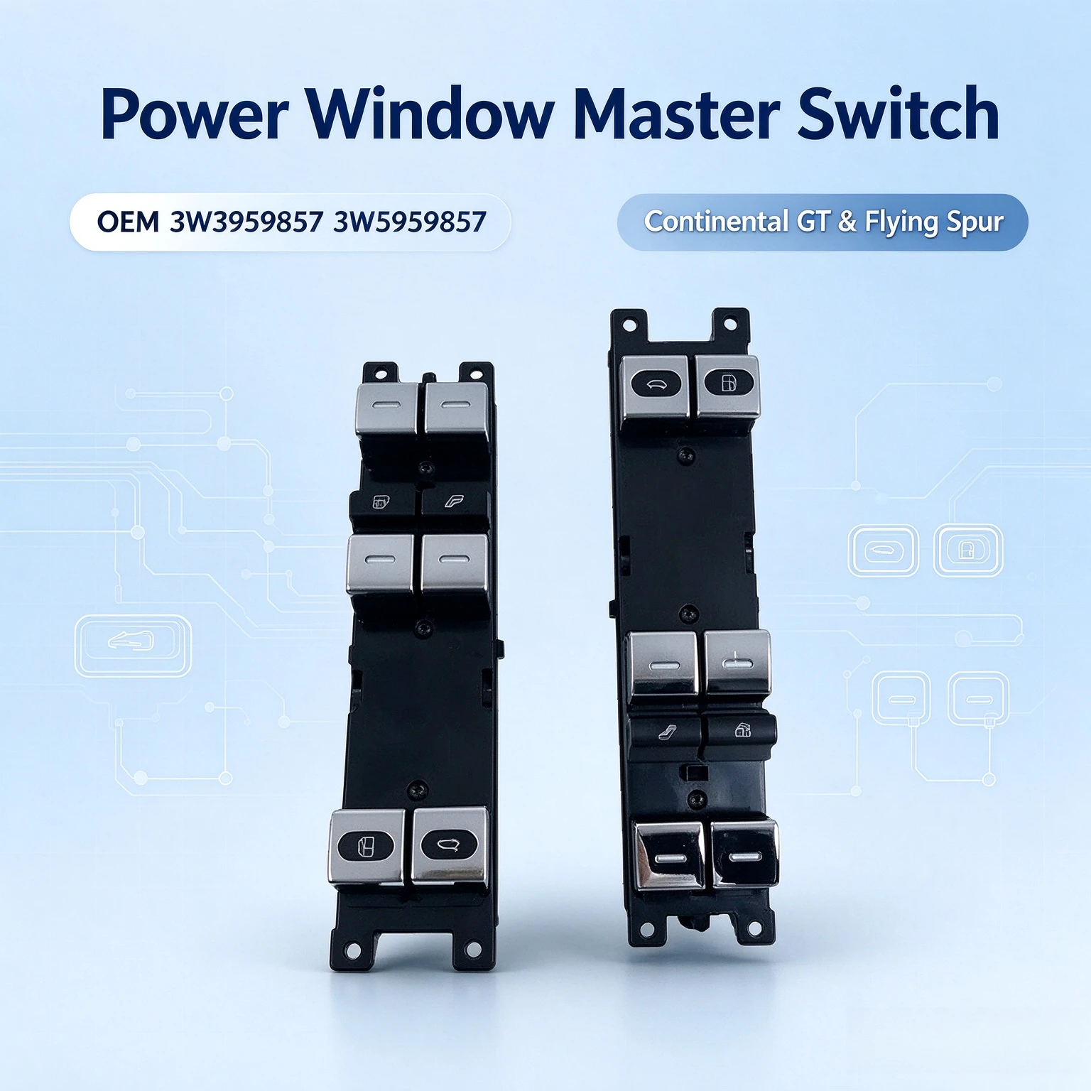 Power Window Master Switch OEM 3W3959857 3W5959857 Fit for Bentley Continental GT & Flying Spur, Window Lifter Control Switch