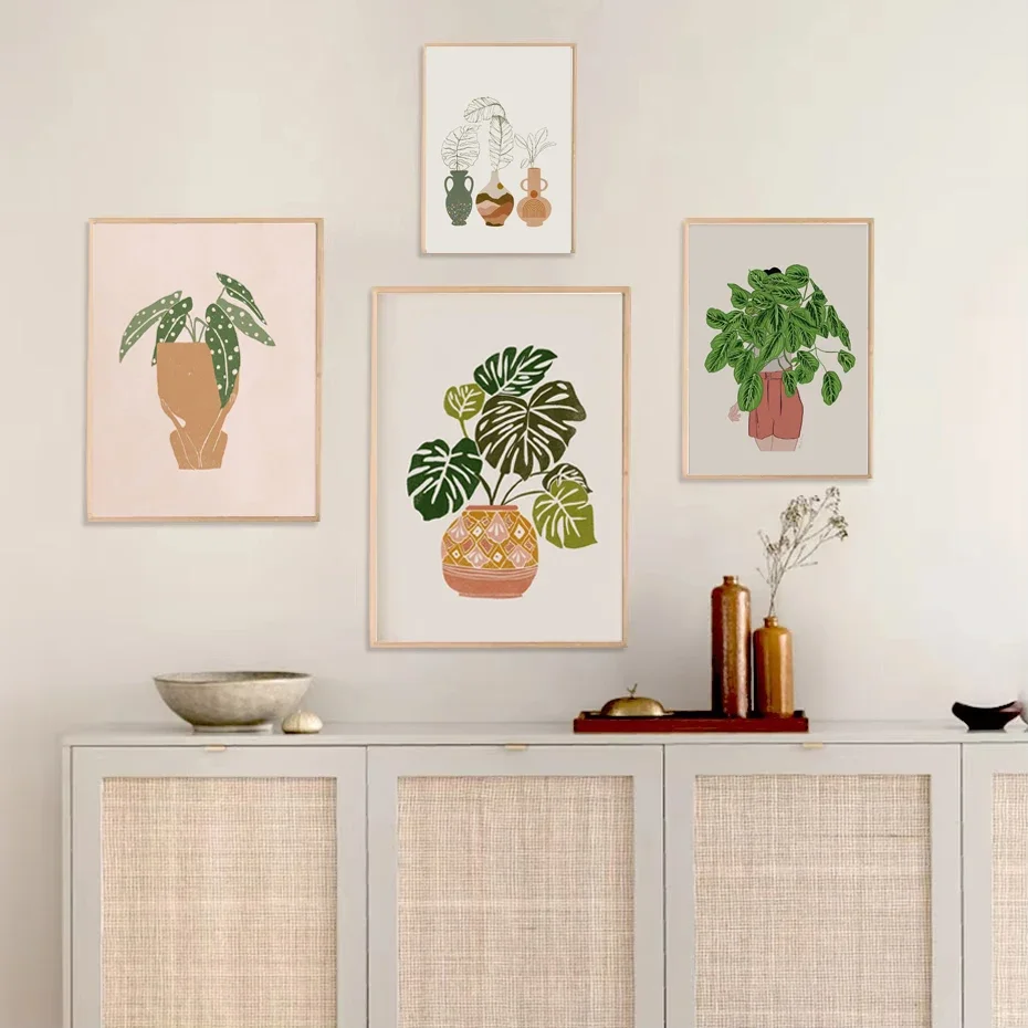 1pc Bohemian Botanical Wall Art Flower Turtleback Bamboo Ficus Chinensis Minimalist Botanical Prints Home Bedroom Bedroom Decor