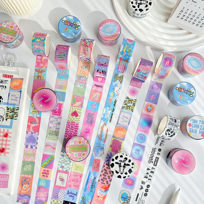 

Love Heart Checkerboard Washi Tape Decoration Scrapbooking Collage DIY Album Journal Diary Masking Tapes Kawaii Stationery