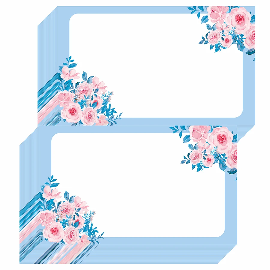 100 Stück blaue, florale, leere Notizkarten – elegante Grußkarten im Taschenformat für Unternehmen, Geschenkboxen, Veranstaltungen und den täglichen Gebrauch