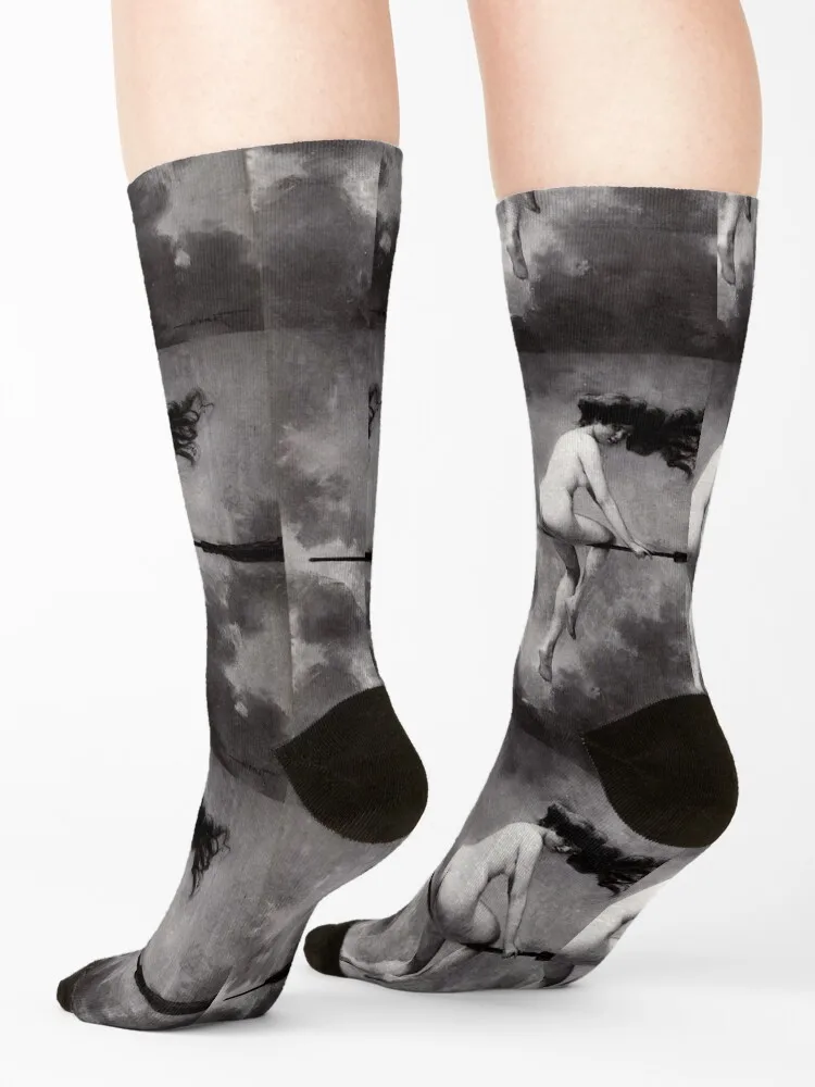 Witch On Broom witch Albert Joseph Penot Socks Stockings moving stockings sport hiking Boy Socks Women's