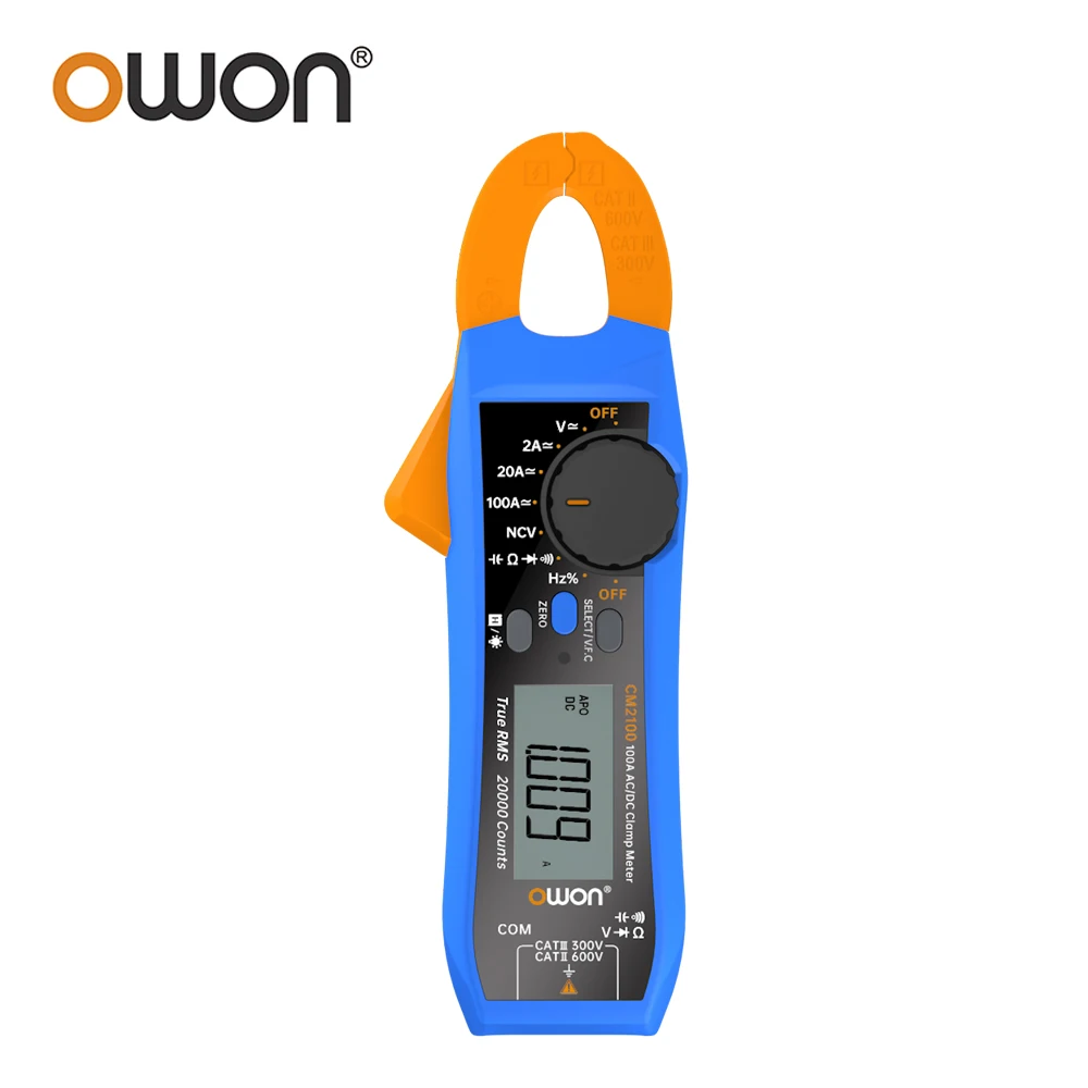 OWON CM2100 Mini Smart AC/DC Current Voltage Clamp Meter 100A 600V 20000 True RMS BLE Auto NCV Resistance Frequency Measurement