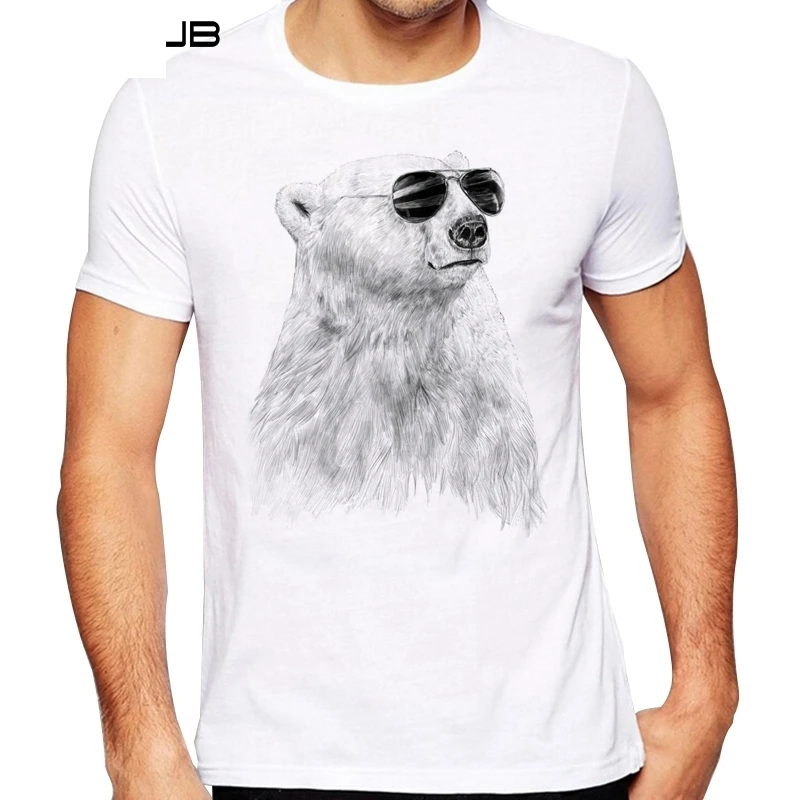 

TEEHUB Men's New Fashion Glasses Bear Design Short Sleeve T-Shirt Cool Printed Tops Hipster Tee Shirts
