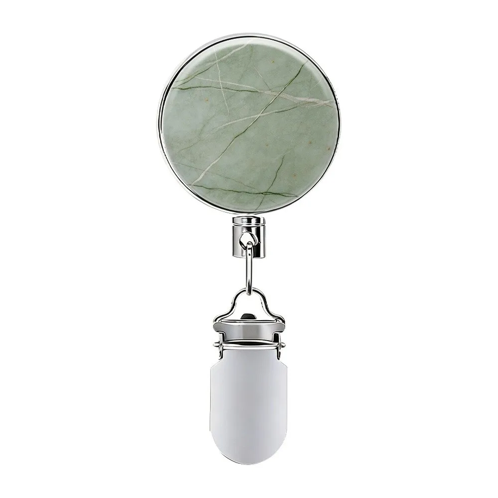 Stainless Steel Retractable Towel Clip Marble-Pattern Self-Adhesive Retractable Reel Hook Punch-Free Retractable Hook Kitchen