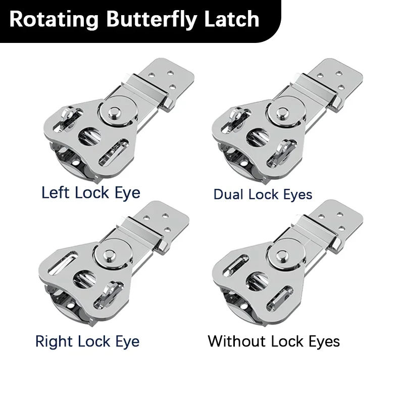 2pcs 304 Stainless Steel Butterfly Latch Fastening Clip for Toolbox Wooden Case Drawer Rotary Latch Catch for Transport Case