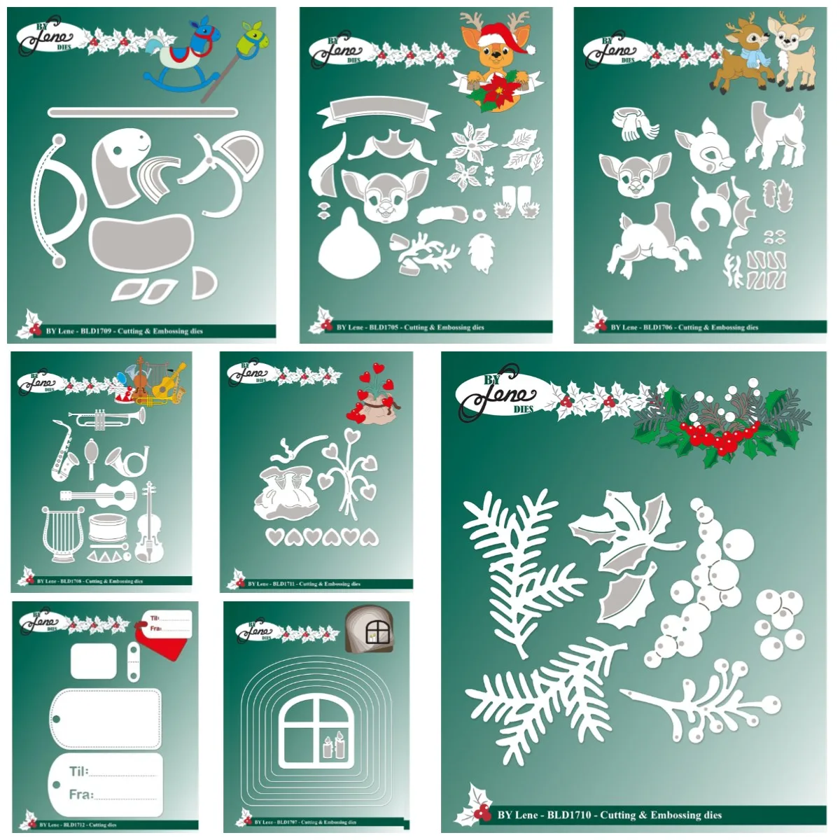 Winter Frame Bambi Music Horse Heart Stalks Die New Supplies Christmas Greens Metal Cuts Dies DIY Scrapbooking Cards Diary Molds