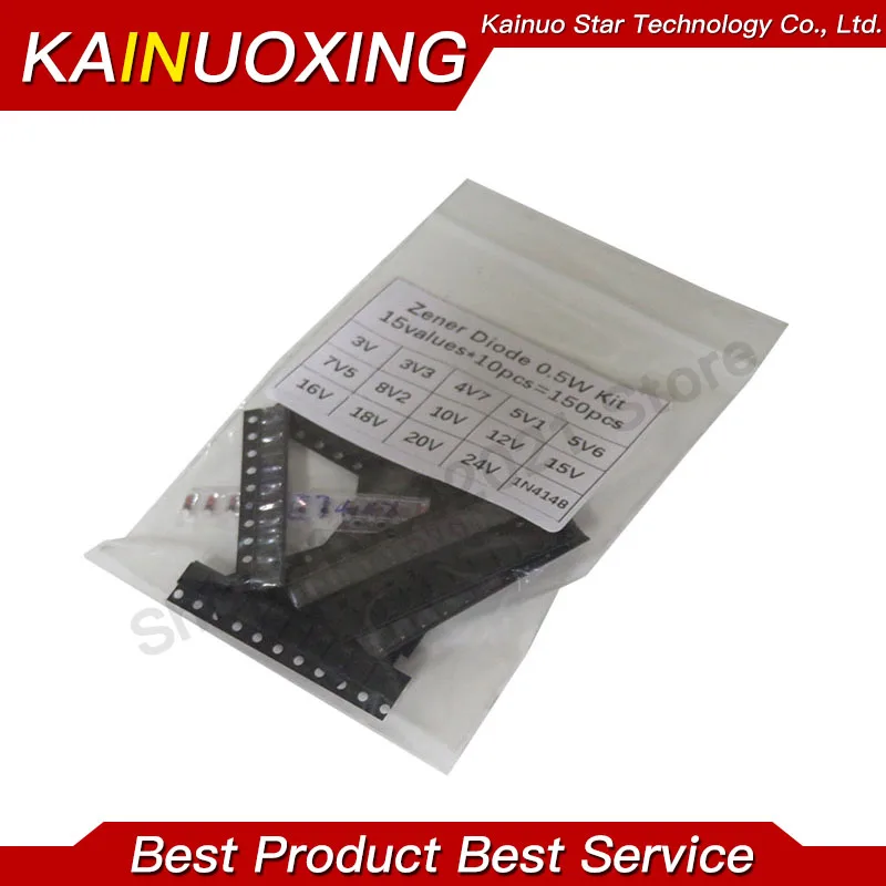 15values*10PCS=150PCS SOD-123 1206 0.5W Zener diode SMD package KIT 3V 3V3 4V7 5V1 5V6 7V5 8V2 10V 12V 15V 16V 18V 20V 24 1N4148