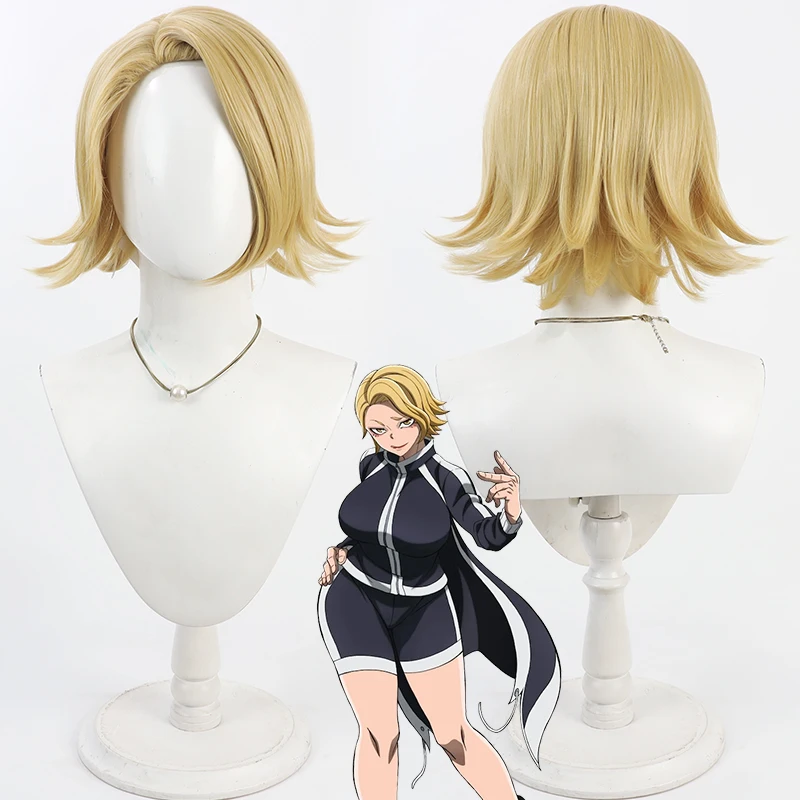 Anime Tougen Anki Shiki Ichinose Woman Character Cosplay Wig - Anime Style Yellow Realistic Scalp with Side Part