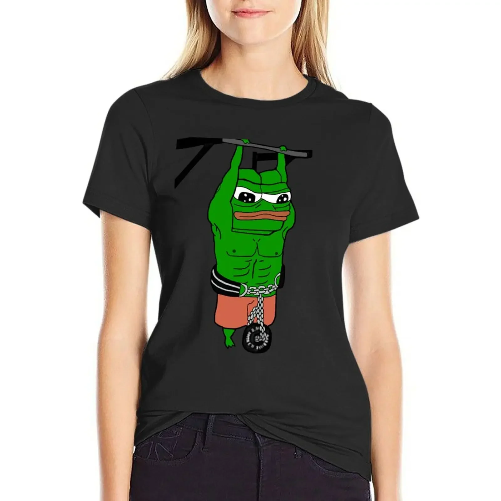 Apu Swole Pepe Pull up T-Shirt Short sleeve tee oversized tops animal print shirt for girls clothes for woman