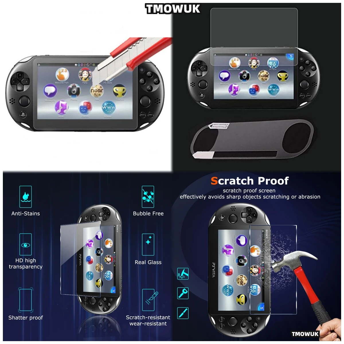 

For Sony PS Vita PSV 1000 2000 Handheld Front Tempered Glass +Back Clear Full HD Screen Protector Film