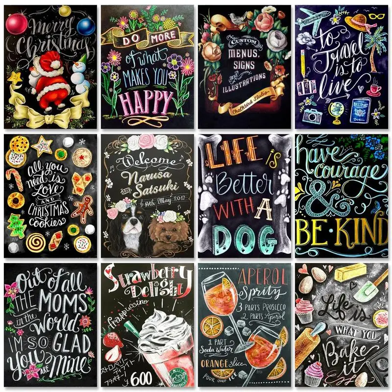 

RUOPOTY Frame Diy Painting By Numbers Blackboard Picture With Number Landscape Acrylic Paint On Canvas Personalized Gift