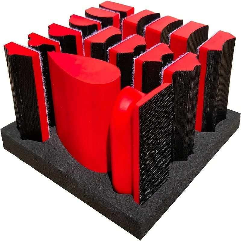 

16Pcs Red Hand Sanding Block Kit 40Pcs Sander Paper Set4