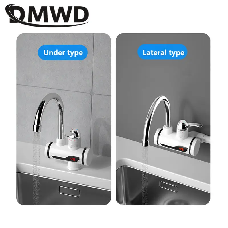 Intelligent Instant Hot Water Faucet Stainless Steel Universal Hose Tankless Faucet With Shower Bathroom Kitchen Water Heater US