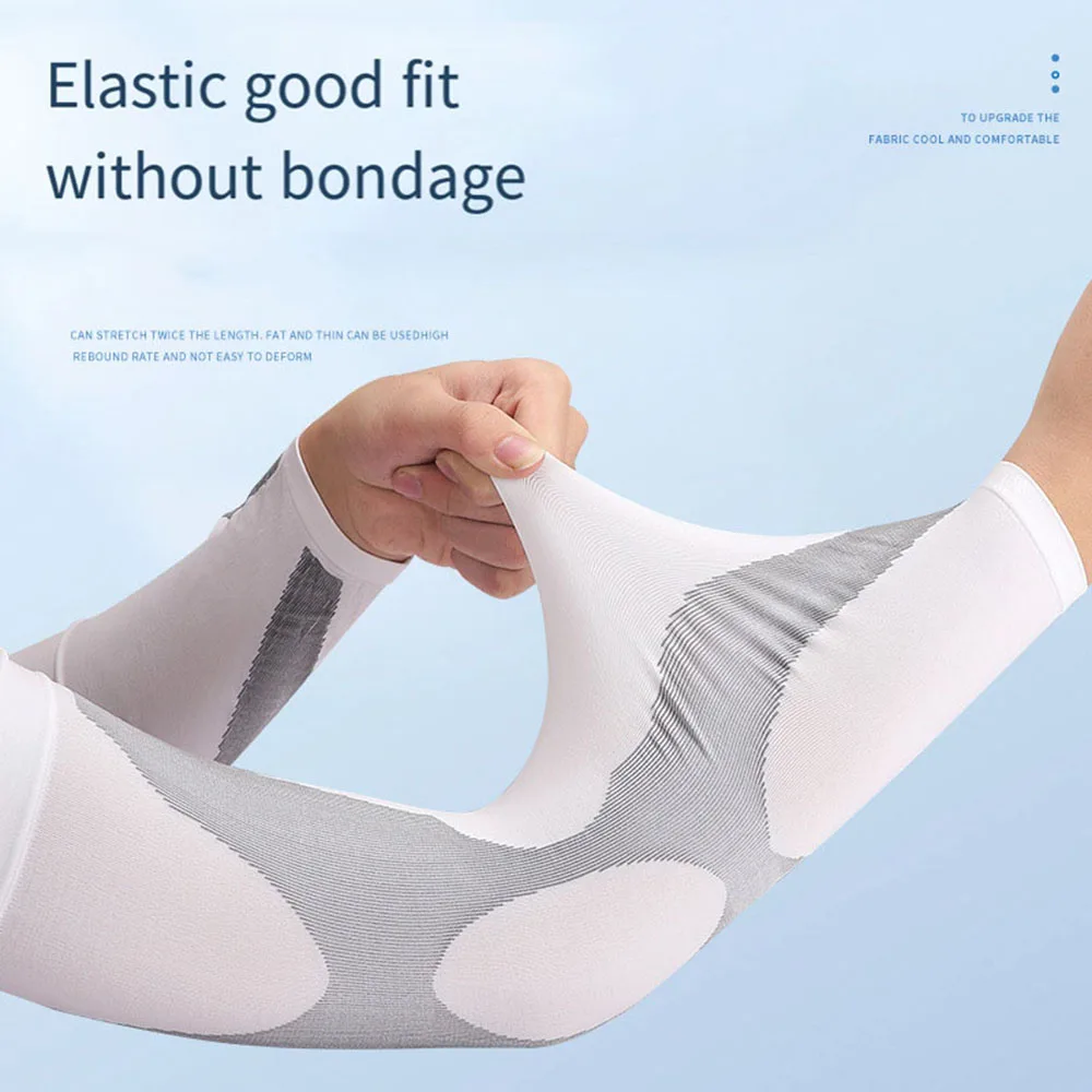 1 Paar Ijs Zijde Zonnebrandcrème Mouwen Heren Sport Elastische Arm Guards Zomer Uv Bescherming Zweet Absorberende Koele Mouwen Cover