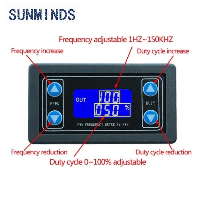 Signal Generator PWM Pulse Frequency Duty Cycle Adjustable Module LCD Display 1Hz-150Khz 3.3V-30V PWM Board Module