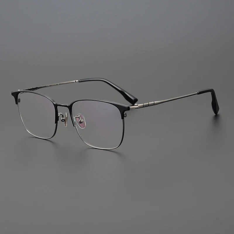 Japanese Handmade Business Retro Glasses Frame Large Square Pure Titanium Male Myopia Prescription Optics Eyeglasses