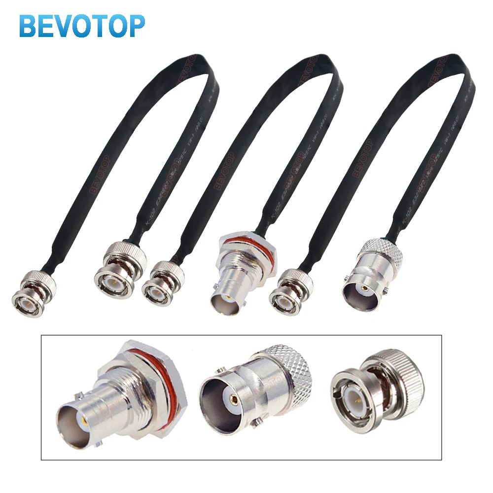 1PCS Soft Cable BNC Male to BNC Female RF Coaxial Flat Cable 50 Ohm Door/Window Pass through Extension Cord for Security Cameras