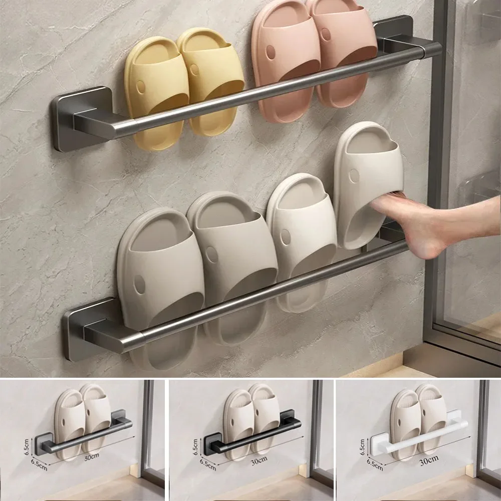 

1PC Slippers Towel Rack Non-perforated Wall-mounted Bathroom Storage Rack Towel Storage Racks Organizer Accessories Slippers