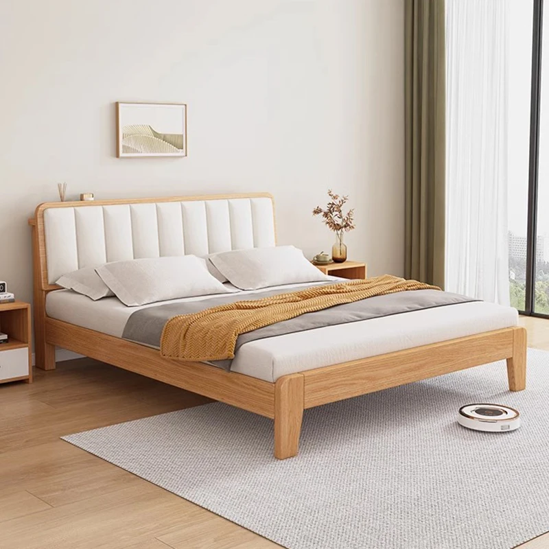 Minimalist Nordic Bed Designer Fashionable Relax Solid Wood Modern Bed Full Body Confortable Cama De Casal Living Room Furniture