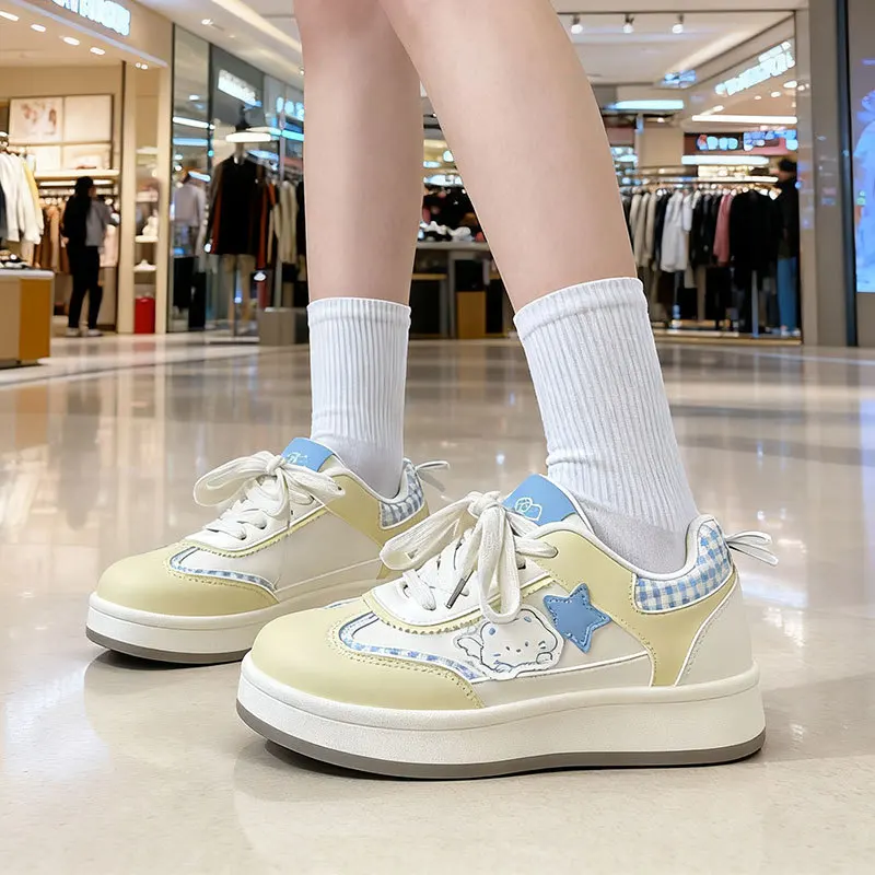 

Women's Thick Bottom Sneakers Casual Cross Buckle Low Top round Toe Rubber Bottom Color Block Spring Autumn New Korean Style