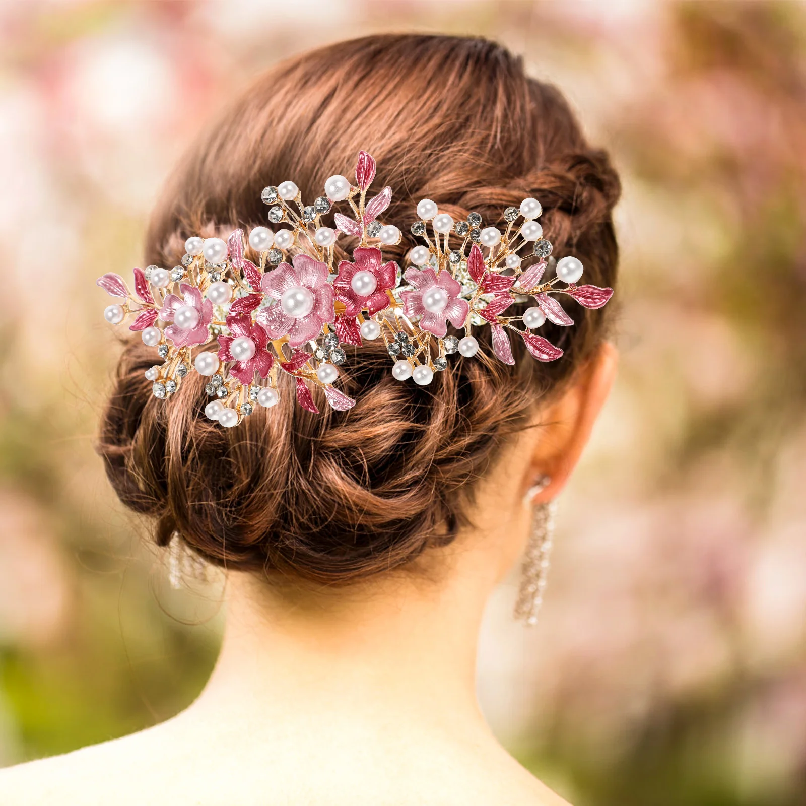 

Rose Comb Floral Hair Bridal Bride Accessories for Wedding Day Women Veil Mother