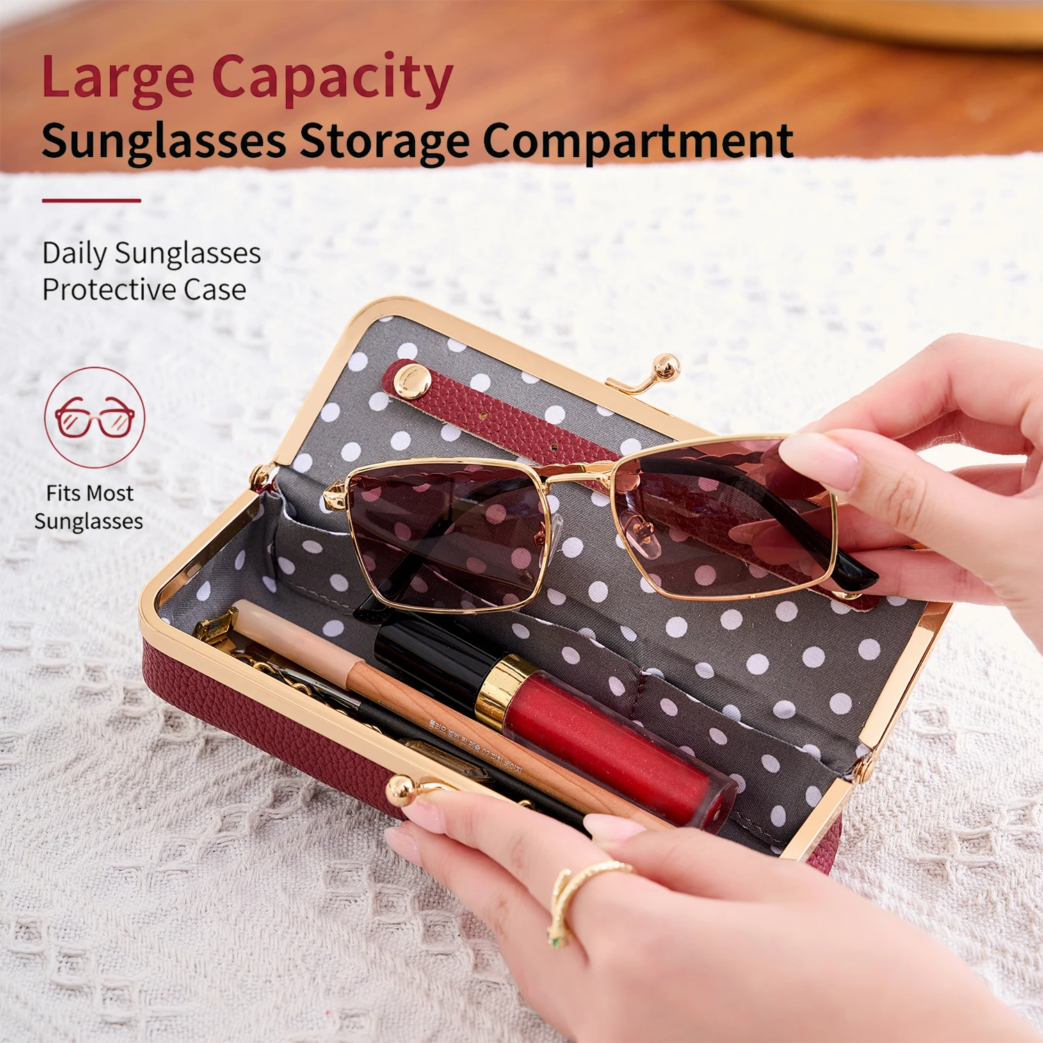 MIYIN Leopard PrintWomens Kiss Lock JewelryOrganizer Multifunctional Glasses Case Travel EssentialLipstick and CosmeticOrganizer