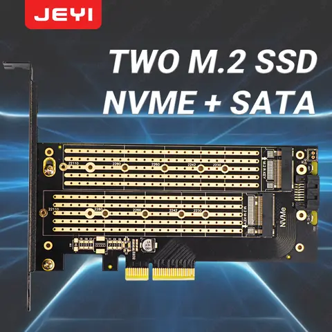 Dual M.2 PCIe 4.0 Adapter for NVMe and SATA SSD JEYI