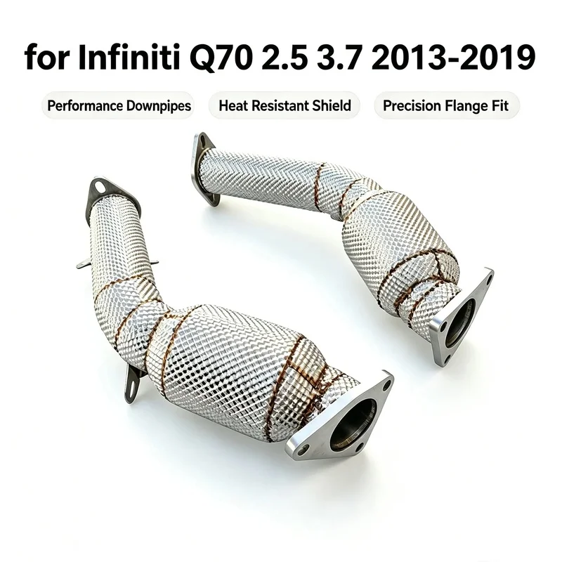 Racing Exhaust Downpipe 304 Stainless Steel for Infiniti Q70 2.5 3.7 2013-2019 High Flow Performance Upgrade