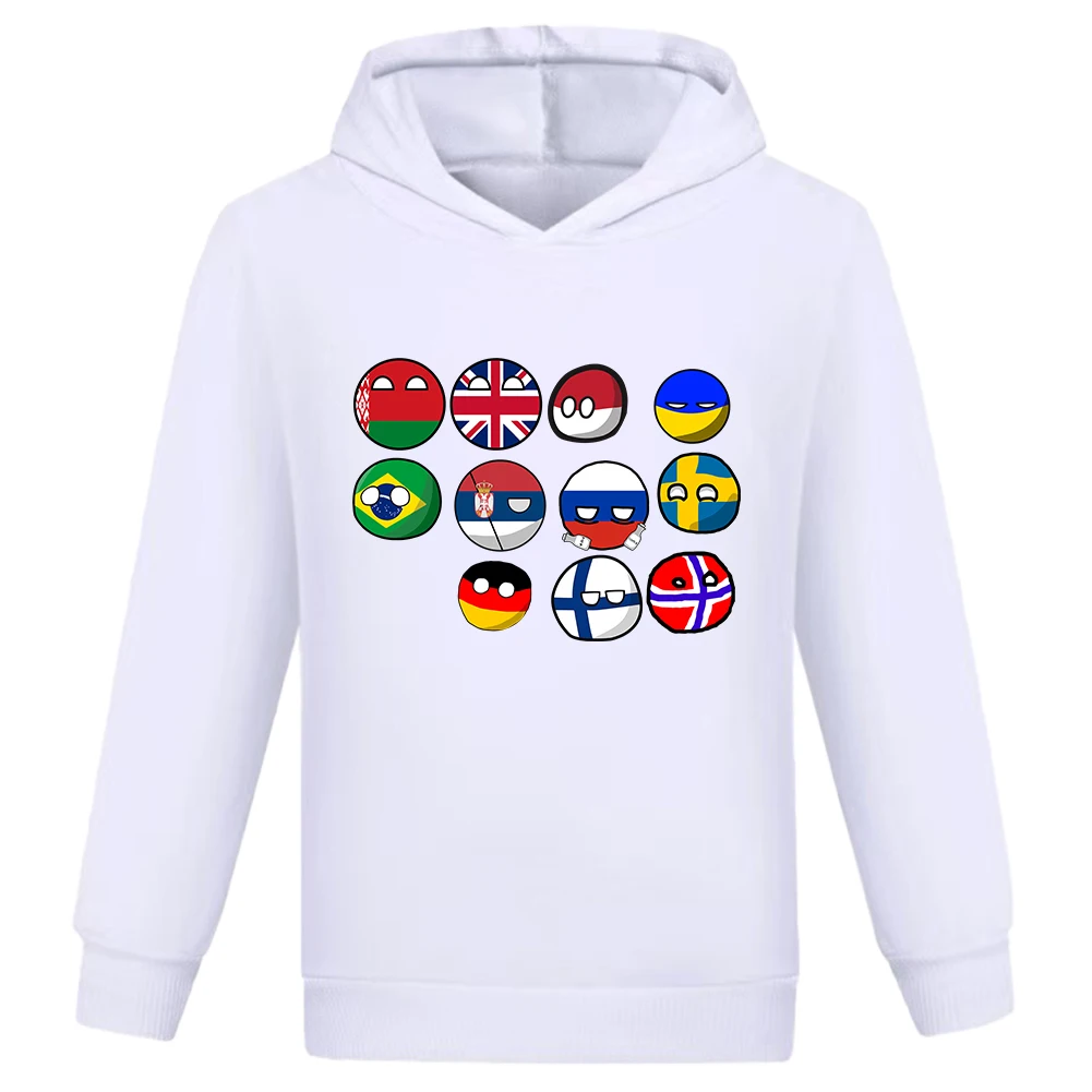 Kids Polandballs Countryballs Cartoon Hoodie Funny Girl  3D Printed Kids Sweatshirts Boys Trendy National Balls Pullovers