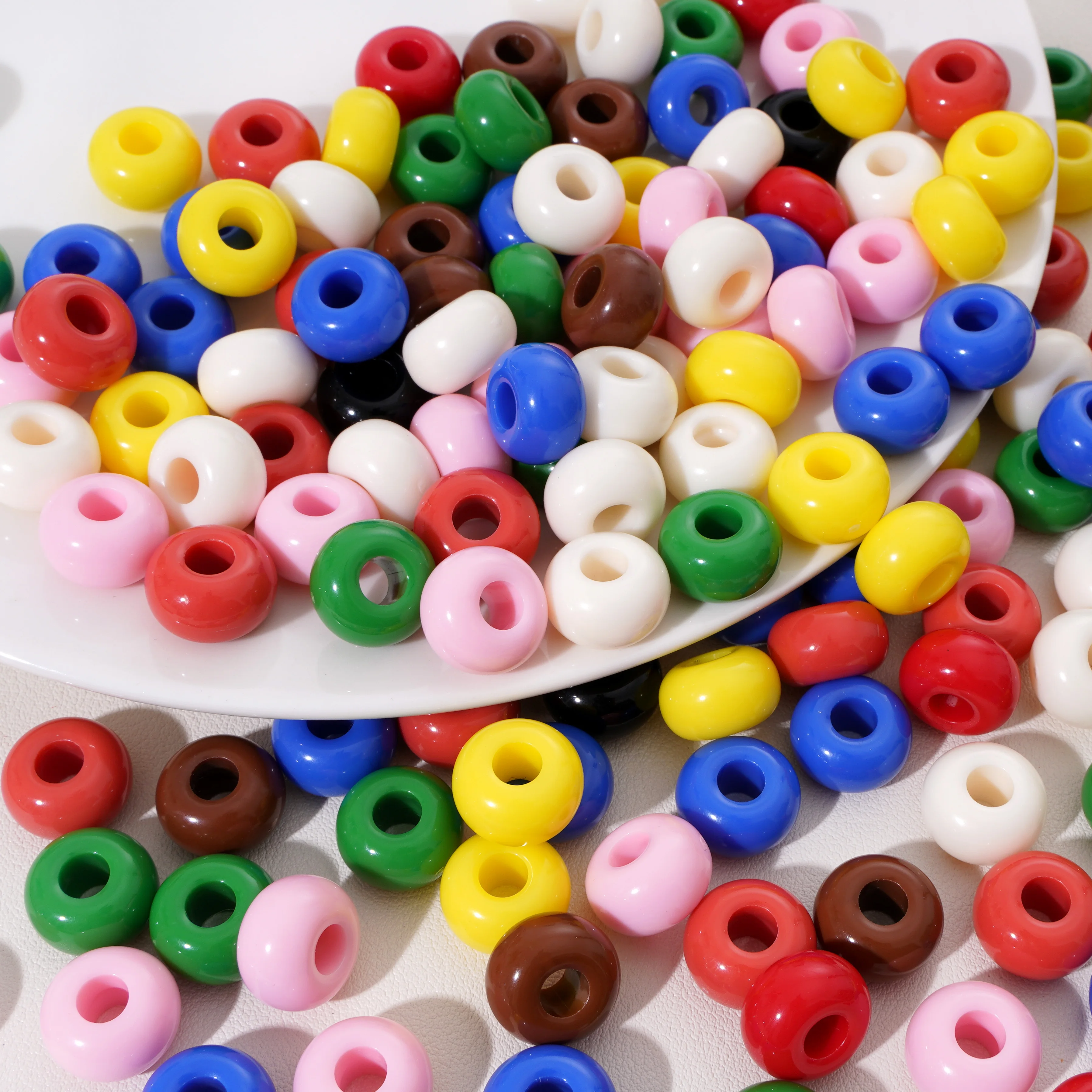 16x10mm 10pcs Acrylic Large Hole Abacus Round Loose Decorative Beads For Jewelry Making DIY Bracelets Necklace Findings
