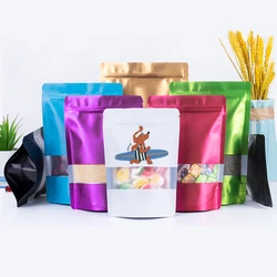 Custom Printed Color Aluminum Foil Zipper Bag With Display Window Foldable For Dog Food,Grain,Packaging Pouch