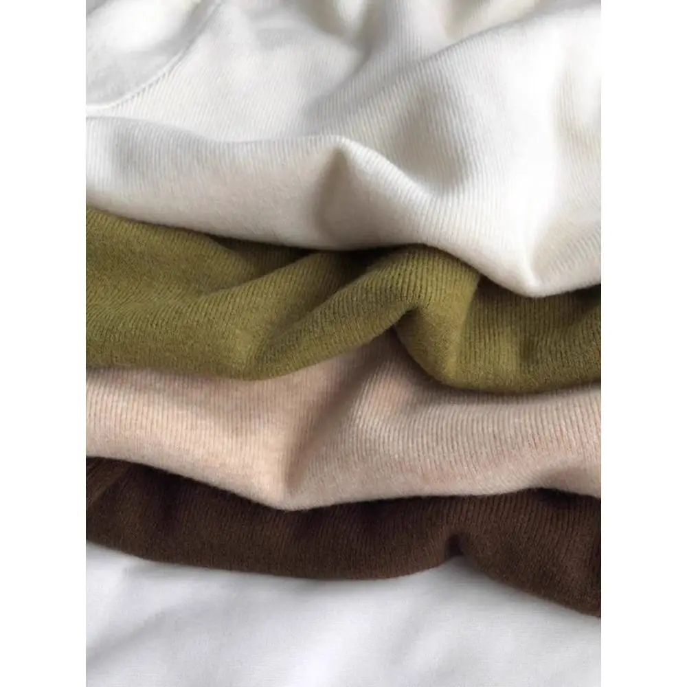 قميص نسائي أنيق بياقة عالية ناعمة وأكمام طويلة محبوكة، تصميم ضيق بياقة نصف عالية للخريف والشتاء، ملابس داخلية