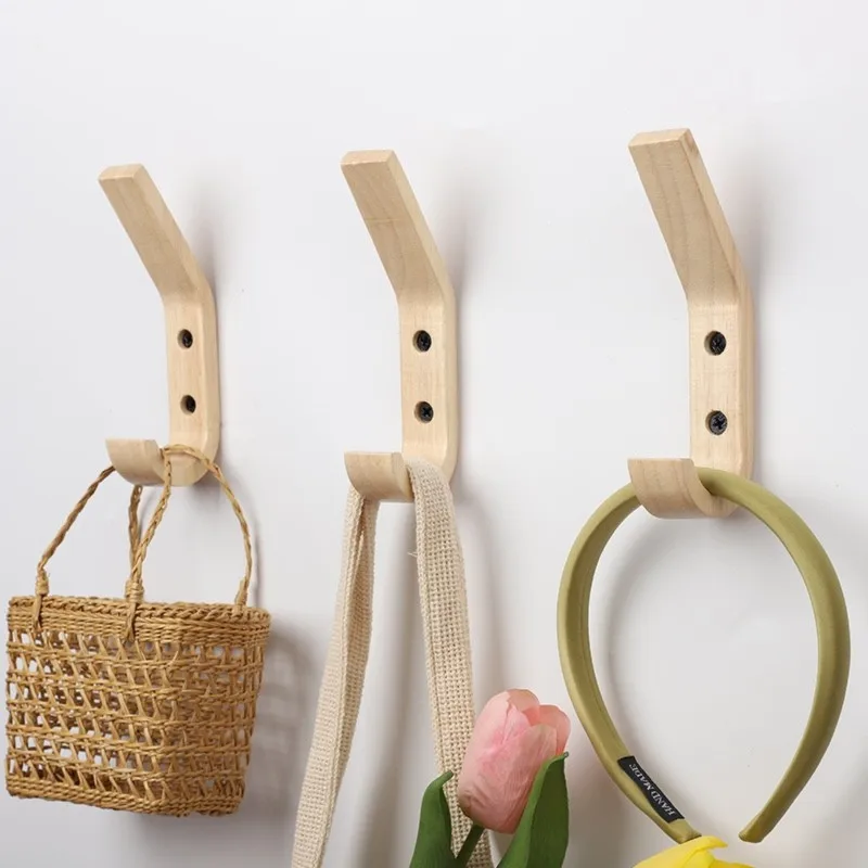 

ABVJ-Nordic Solid Wood Wall Hook - одинарный и комплект из 4 штук, натуральный цвет дерева, идеально подходит для пальто и шляп