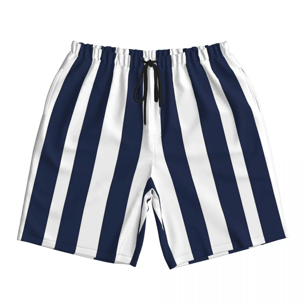 Summer Board Shorts Men Navy Blue Stripe Sports Fitness Fashion Beach Short Pants Classic Breathable Swimming Trunks Plus Size