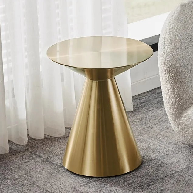 Titanium silk sofa edge few light luxury high-end Italian minimalist corner few modern high-end living room outdoor round table
