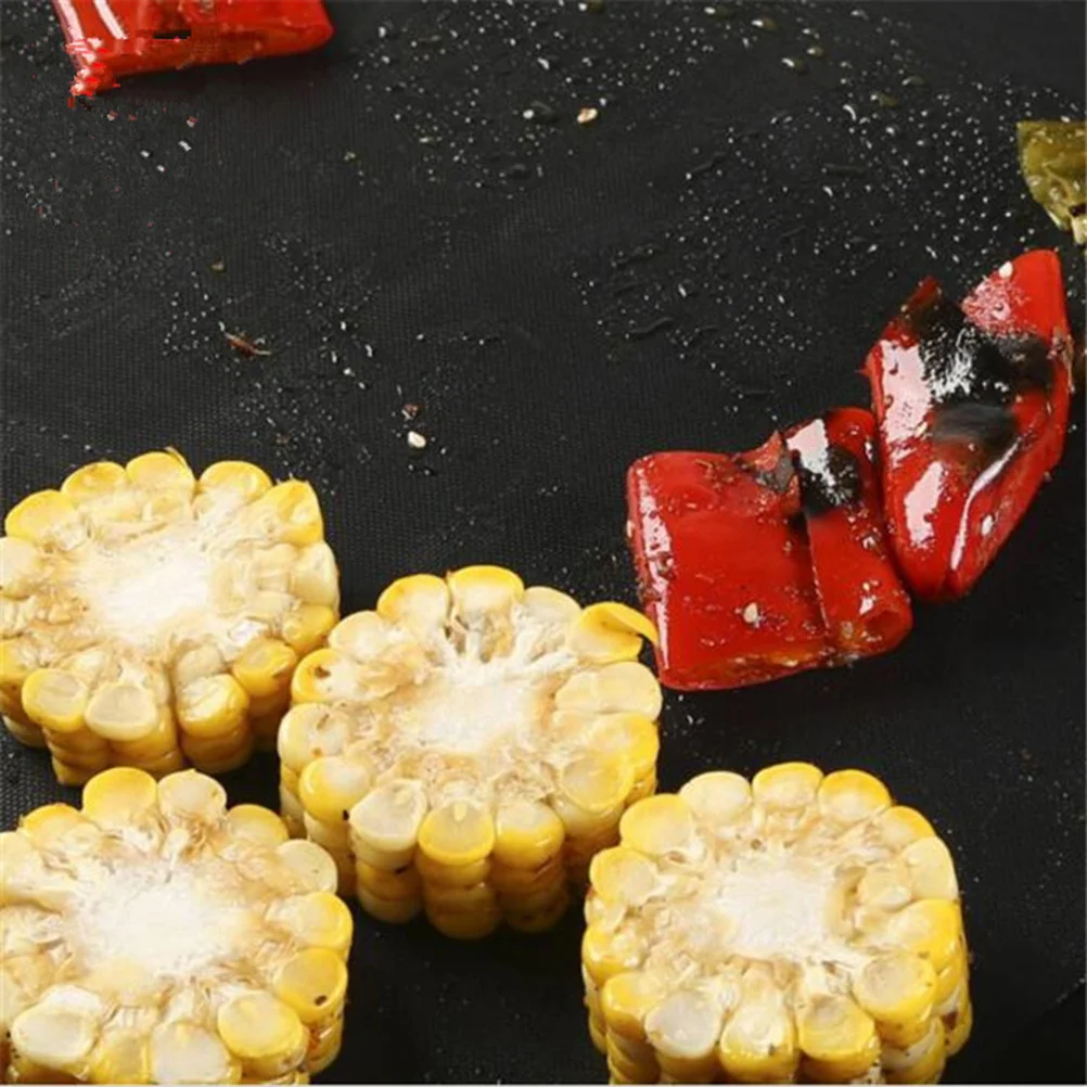 2 قطعة شواء شواء حصيرة غير لاصقة مقاومة للحرارة وسادة الطبخ المستديرة سهلة التنظيف شواء الشواء حصيرة للأسماك لحم الخنزير المقدد منصات الشواء