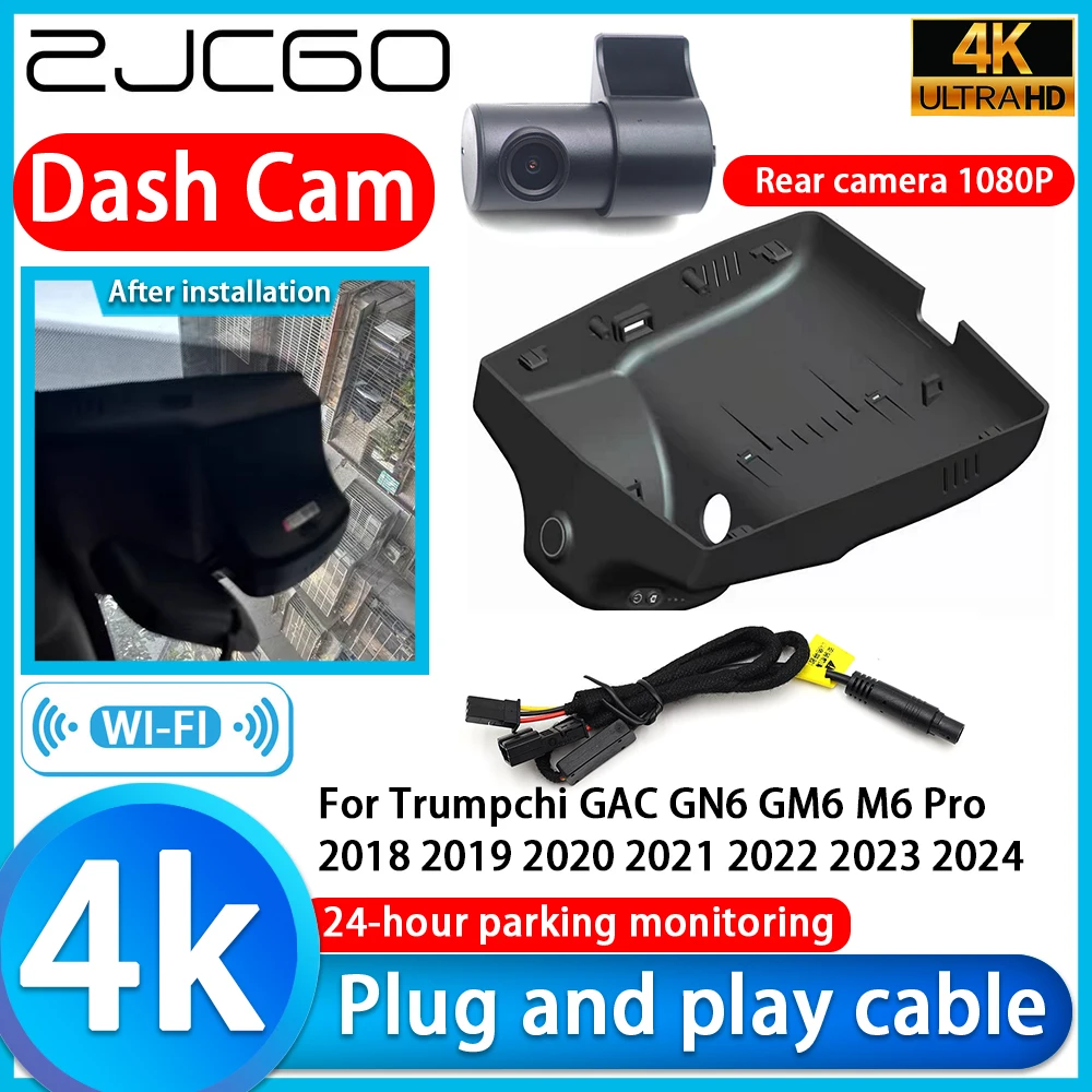 

ZJCGO Video Recorder 4K UHD Plug and Play Car DVR Dash Cam for Trumpchi GAC GN6 GM6 M6 Pro 2018 2019 2020 2021 2022 2023 2024