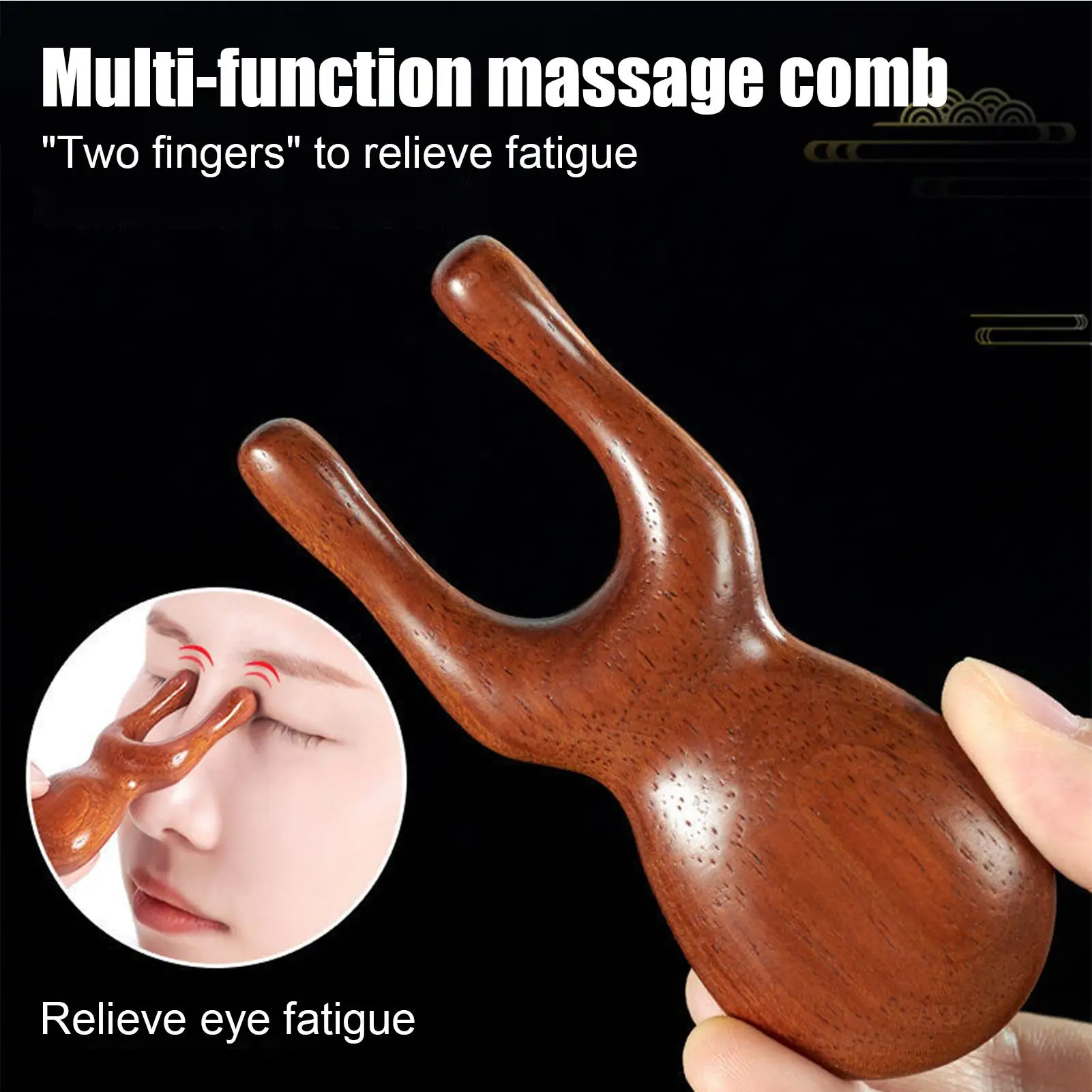 Sandalwood Scalp Massager Sandalwood Deer Antlers Comb Meridians Dredging Scalp Facial Massage Comb Gua Sha Comb Hair Comb