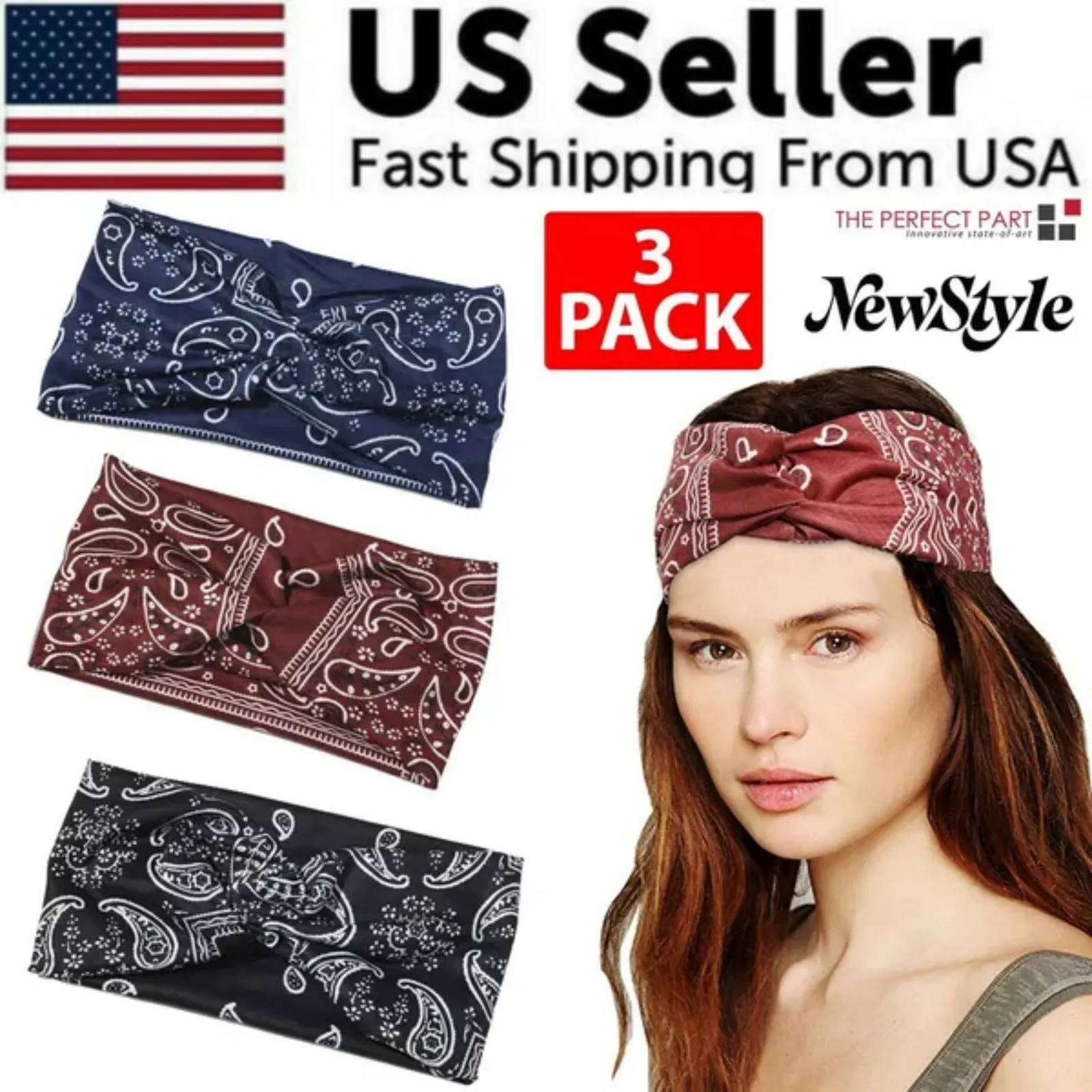 

3PCS Boho Headbands Leopard Hair Bands Knotted Turban Wraps Stripe Cloth Elegant