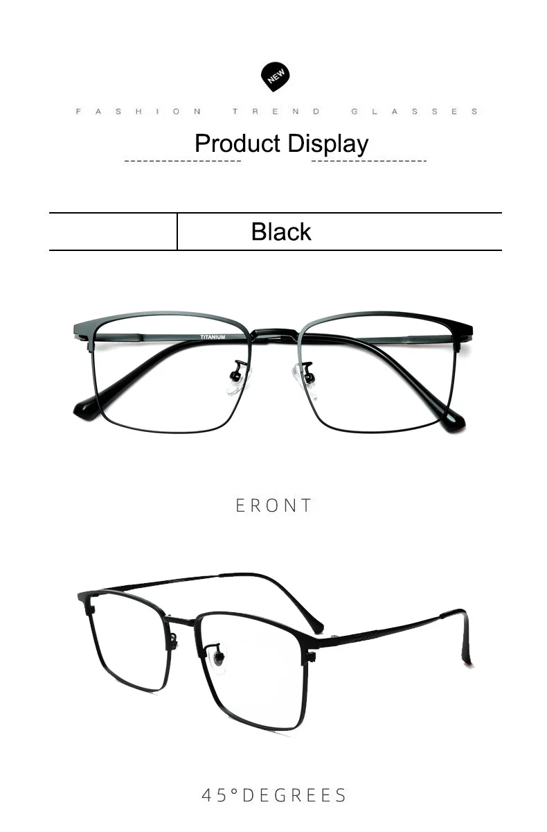 Hochwertige ultraleichte Retro-Lesebrille aus reinem Titan und Metall, Anti-Blaulicht-Lesebrille für Herren, quadratische Presbyopie-Brille – Detail 9