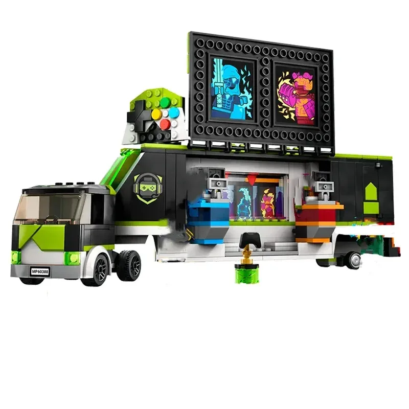 Conjuntos compatíveis série cidade e-sports caminhão de competição 60388 montagem educacional das crianças bloco de construção brinquedos das crianças presente