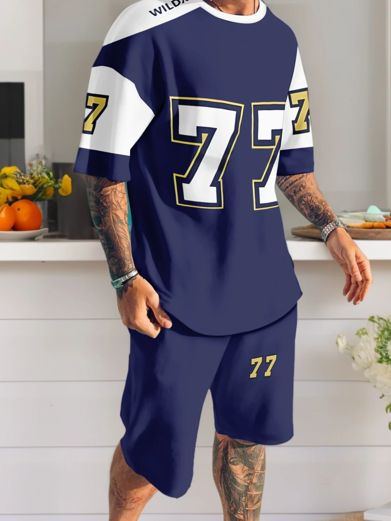 

Men Casual Sports Set Outdoor Casual Men T-shirt and Shorts Set Summer Adult 3D Printing Set Quick Drying and Breathable