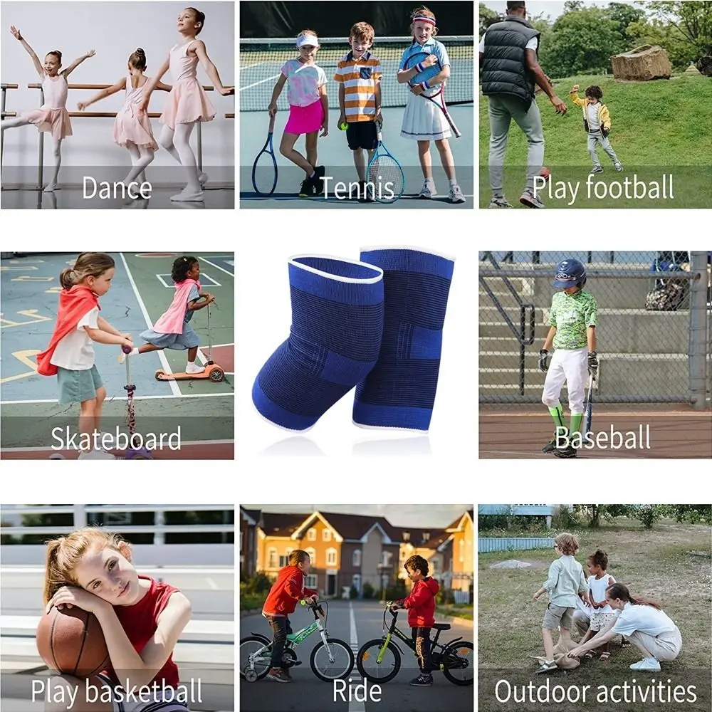Sports Safety Polyester Cotton Knee Pads Blue Elastic Ankle Support Palm Protector Basketball Football Skating