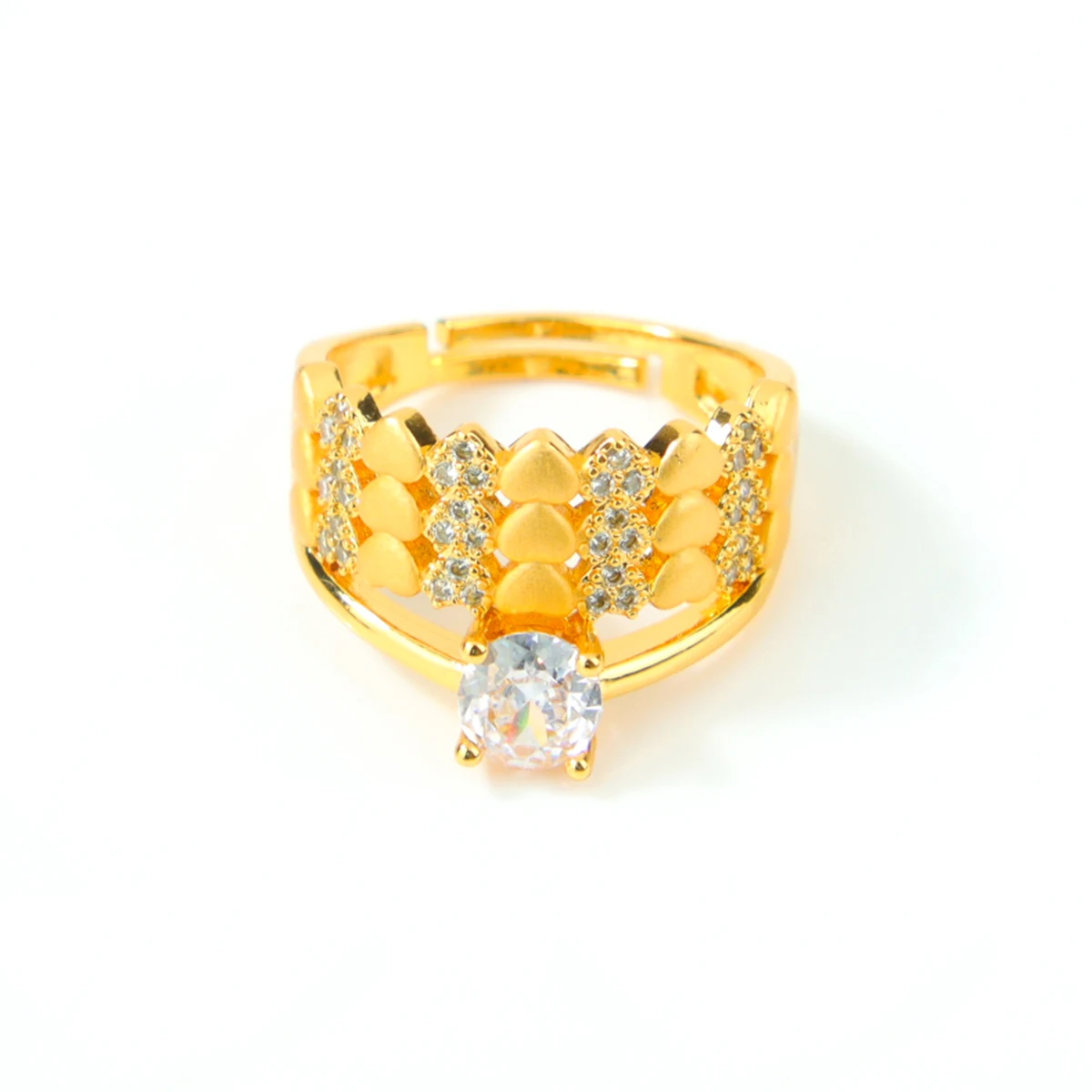 Dubai Mode Kubische Zirkonia Ringe 21k Vergoldet Arabische Braut Hochzeit Luxuriöse Paarringe Nigeria Damen Party Schmuck – Detail 8